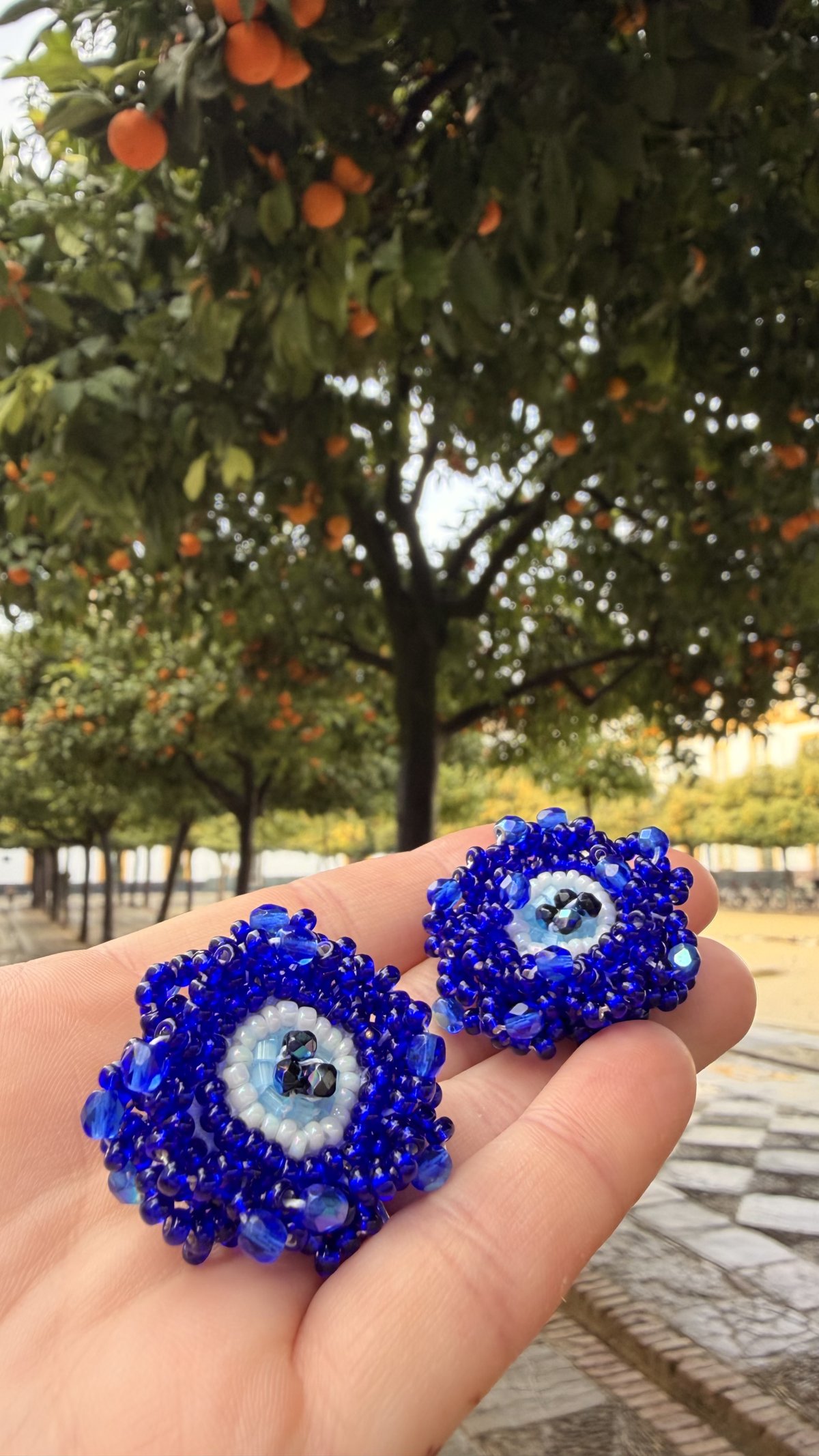 Evil eye beaded earrings